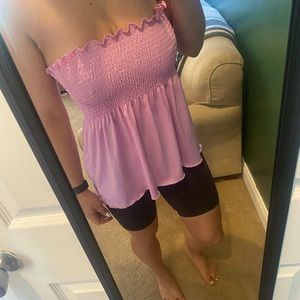 Pink strapless shirt